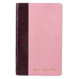 Personalized KJV Holy Bible Giant Print Standard Bible Pink and Brown Faux Leather w/Ribbon Marker