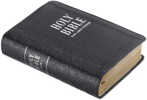 Personalized KJV Holy Bible SMALL COMPACT Black Faux Leather w/Ribbon Marker