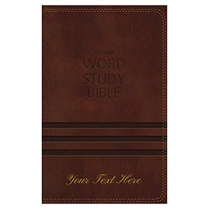 Personalized Bible with Custom Text NKJV Word Study Bible Leathersoft Brown New King James Version