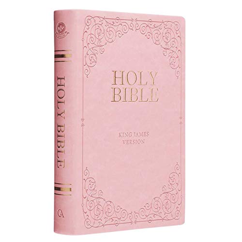 Personalized KJV Holy Bible Giant Print Full-Size Bible Pink Faux Leather Bible w/ Ribbon Marker