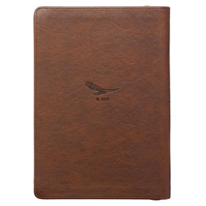 Soar Isaiah 40:31 Brown Faux Leather Zipper Journal