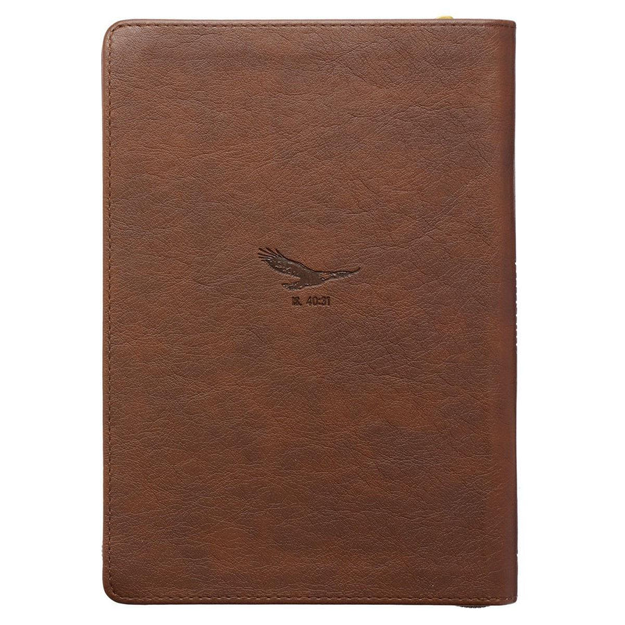 Soar Isaiah 40:31 Brown Faux Leather Zipper Journal