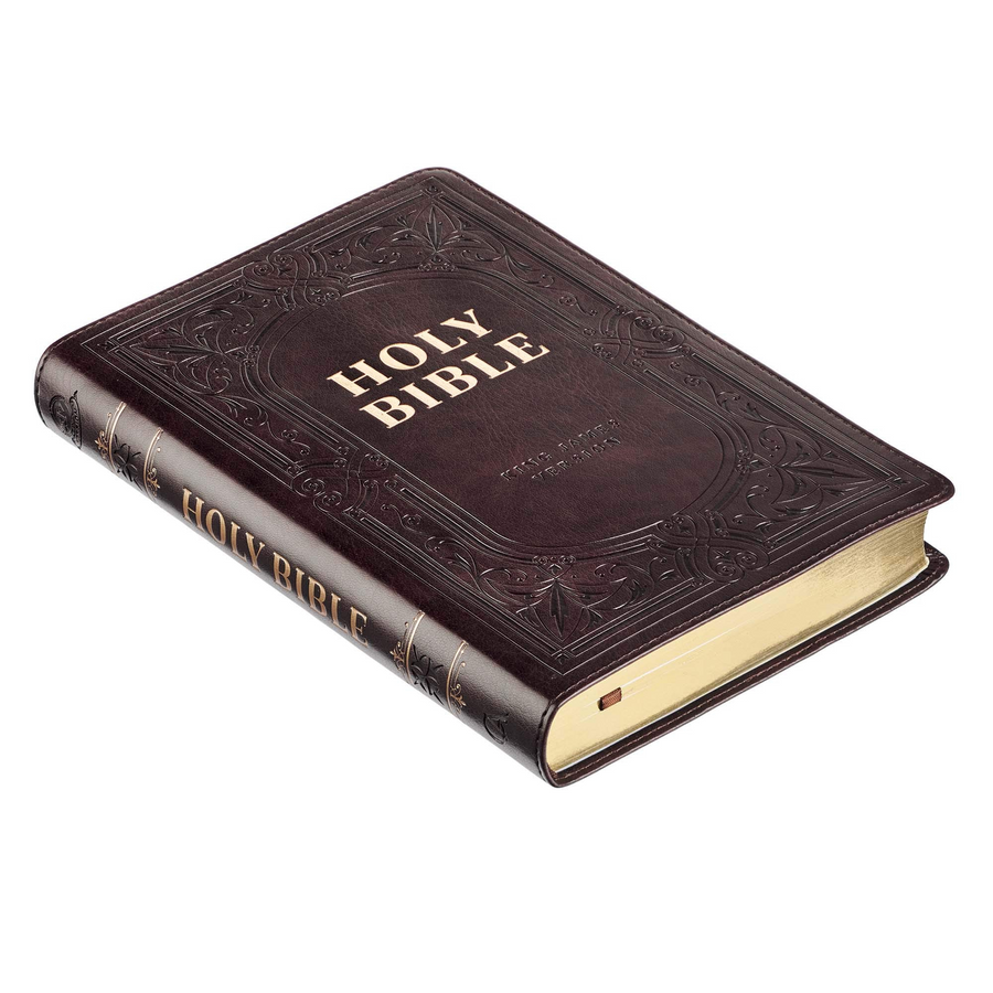 Personalized KJV Deluxe Gift Bible Dark Brown Faux Leather