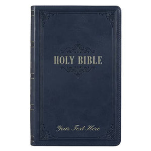 Personalized KJV Giant Print Bible with Thumb Index Dark Blue Faux Leather