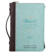 Load image into Gallery viewer, Luke 1:45 Faux Leather Blue Personalized Bible Cover for Women
