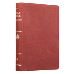 Personalized KJV Super Giant Print Holy Bible Full Grain Premium Leather Thumb Index Burgundy