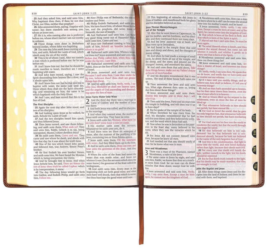 Personalized KJV Bible Brown Faux Leather Large Print Thinline with Thumb Index