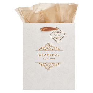 Grateful For You White & Gold Gift Bag