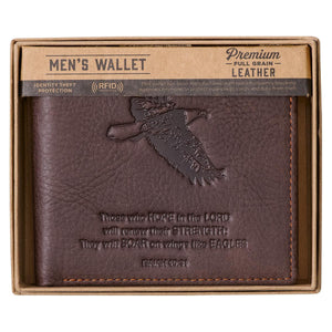 Wings Like Eagles Isaiah 40:31 Dark Brown Genuine Leather Wallet