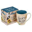 Load image into Gallery viewer, Hope in the LORD Isaiah 40:31 Mediterranean Blue Floral Ceramic Mug
