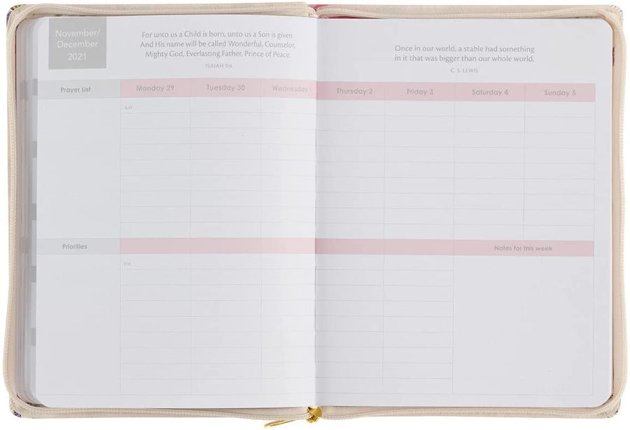 Personalized 2022 Make Today Amazing Large Floral Faux Leather 18-month Planner For Women Psalm 118:24