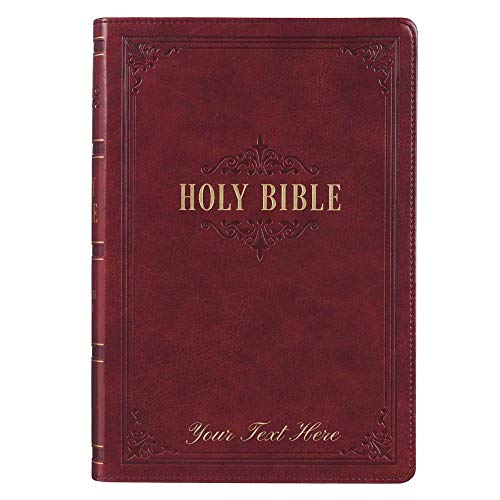 Personalized KJV Holy Bible Giant Print Full-Size Bible Burgundy Faux Leather Bible