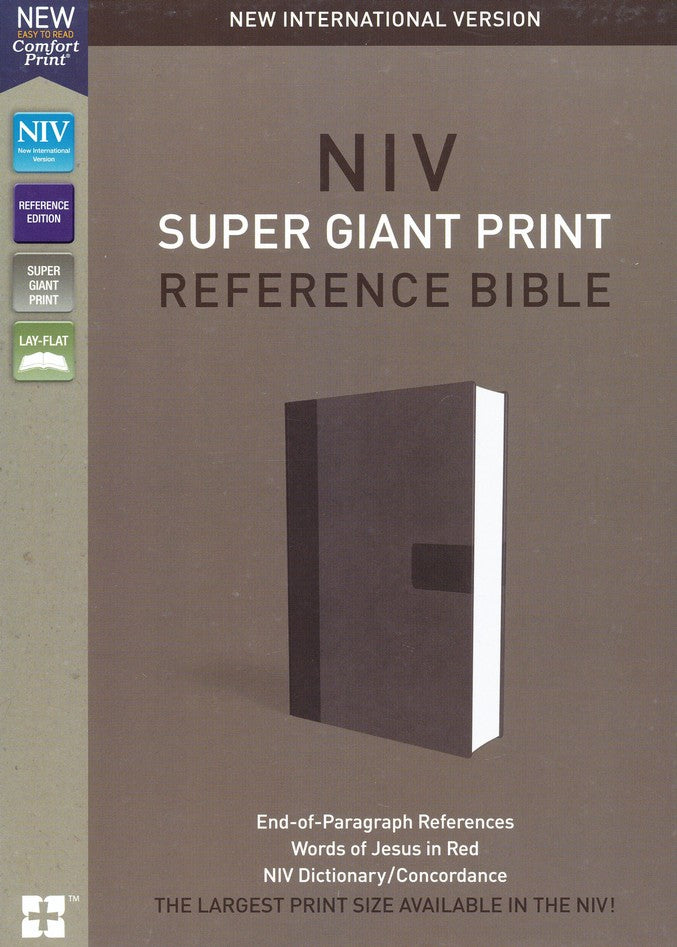 Personalized NIV Super Giant Print Reference Bible Leathersoft Gray