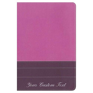 Personalized Bible NIV Life Application Study Bible Large Print Indexed Italian Duo-Tone Purple/Pink