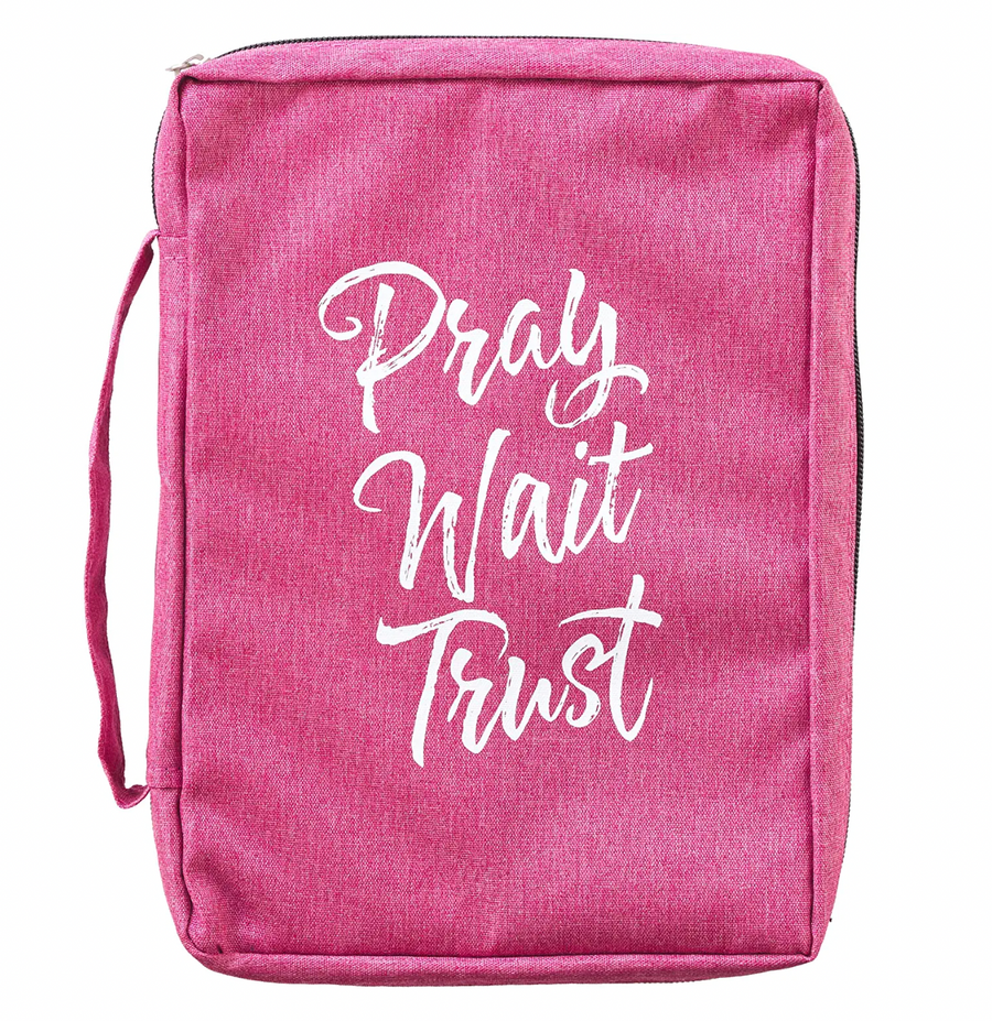 Pray Wait Trust Hot Pink Canvas Large Bible Cover