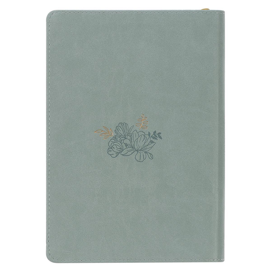 Walk By Faith 2 Corinthians 5:7 Teal Floral Faux Leather Zippered Journal