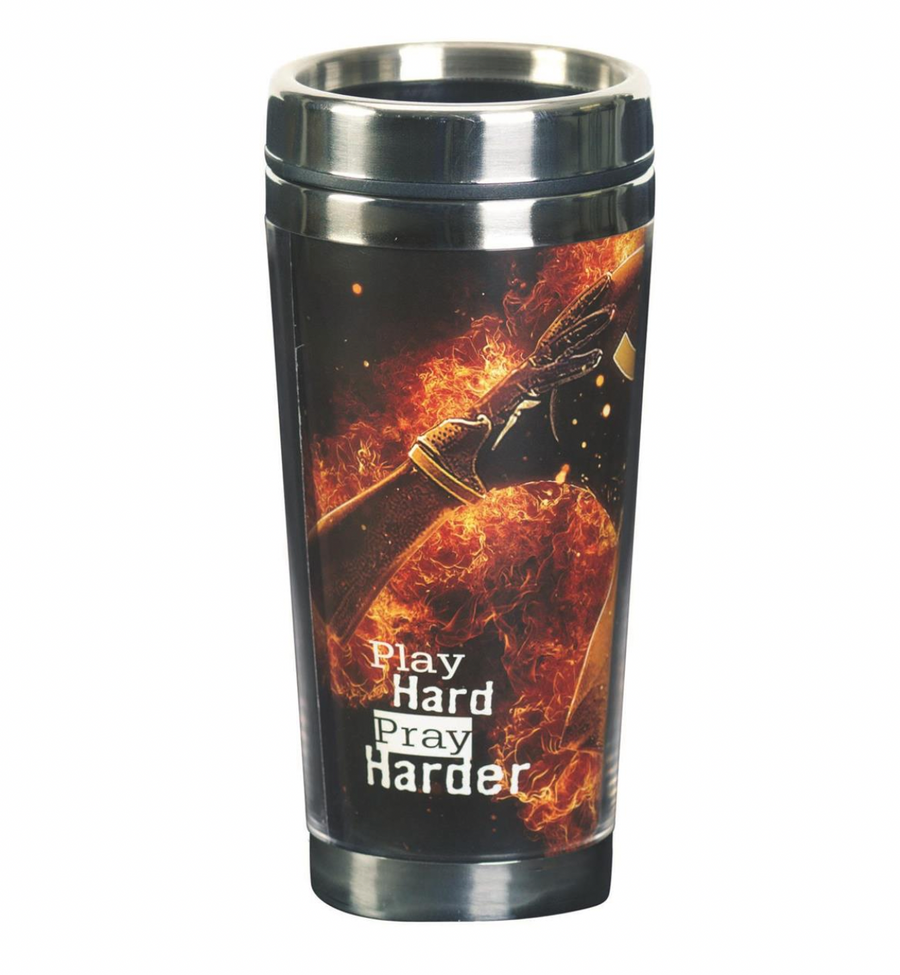 Football Play Hard Pray Harder 2 Chronicles 15:7 Travel Mug