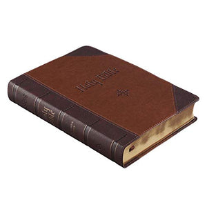 Personalized KJV Holy Bible Giant Print Full-Size Two-Tone Brown Faux Leather