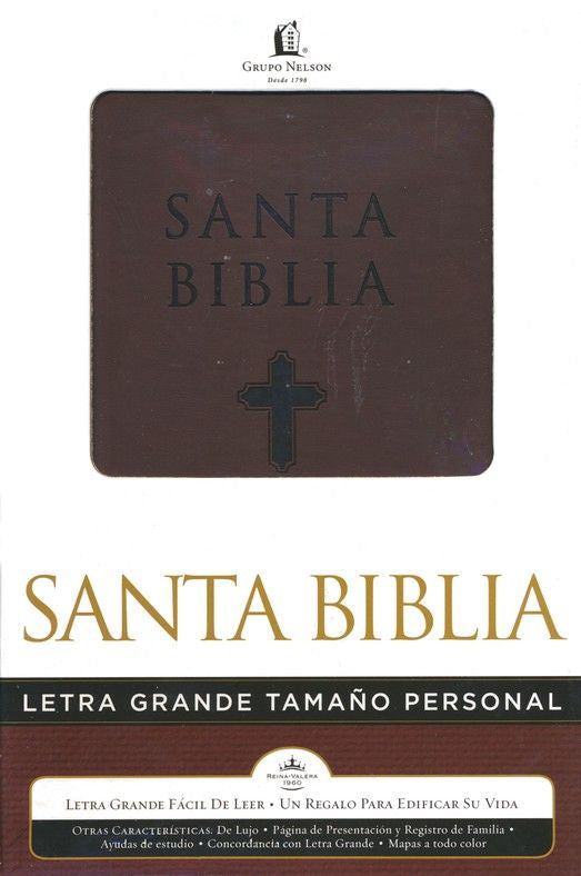 Personalizada Biblia Letra Grande Tam. Personal RVR 1960 Piel Imit. Marron