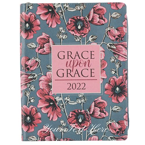 Personalized 2022 Grace Upon Grace Large Floral Faux Leather 18-month Planner For Women
