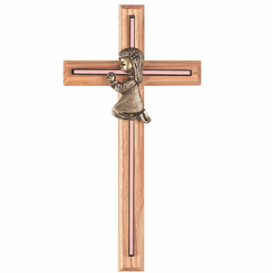 Pink Girl Oak Wall Cross