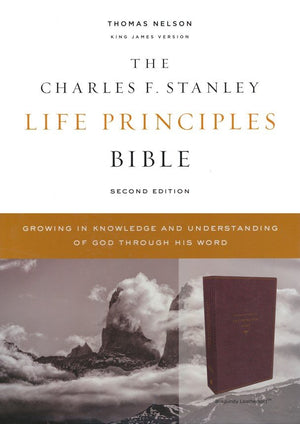 Personalized KJV Charles F. Stanley Life Principles Bible 2nd Edition Leathersoft Burgundy Comfort Print