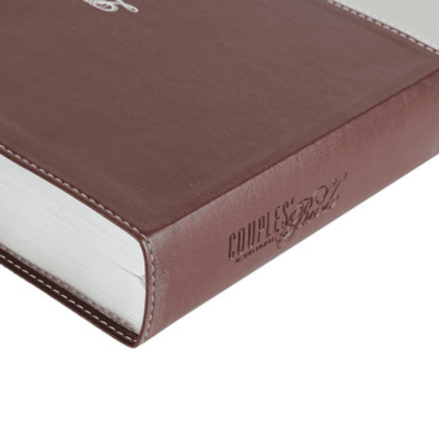 Personalized NIV Couples Devotional Bible Italian DuoTone Chocolate/Silver