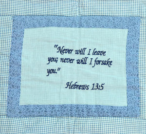 Embroidered Scripture Baby Quilt