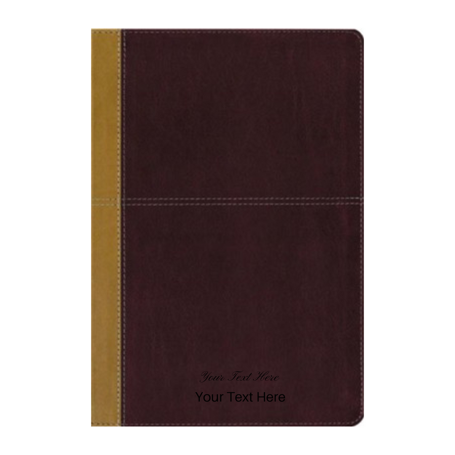 Personalized KJV Amplified Parallel Bible Large Print Leathersoft Caramel/Burgundy