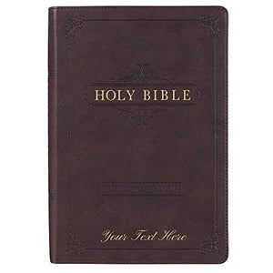 Personalized KJV Holy Bible Giant Print Full-Size Bible Dark Brown Faux Leather Bible