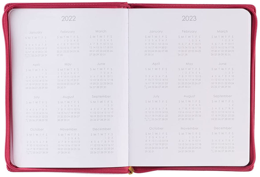 Personalized 2022 Blessed Is The One Who Trusts Large Zippered Pink Faux Leather 18-month Planner for Women - Jeremiah 17:7