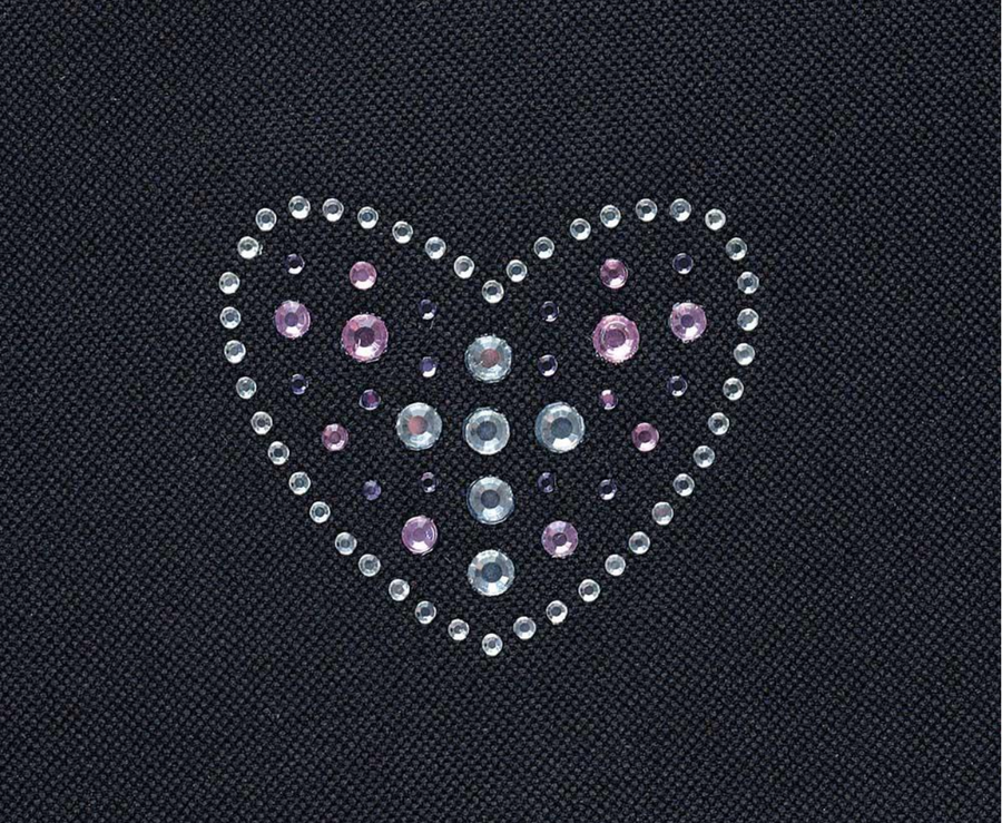 Rhinestone Heart Iron On Patch