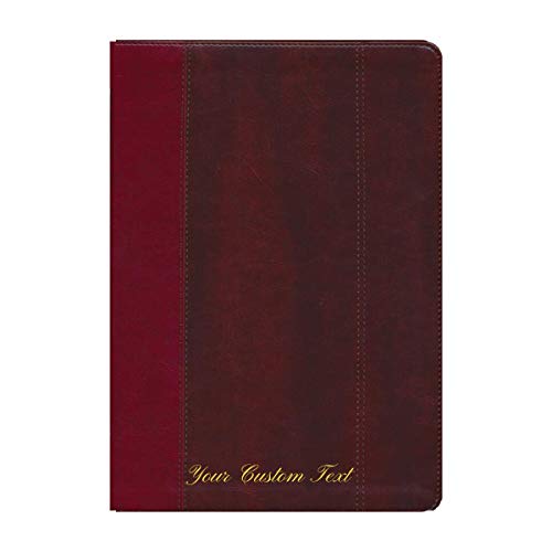 Personalized Custom Text Your Name KJV Study Bible Large Print Imitation Leather Brown/Burgundy King James Version