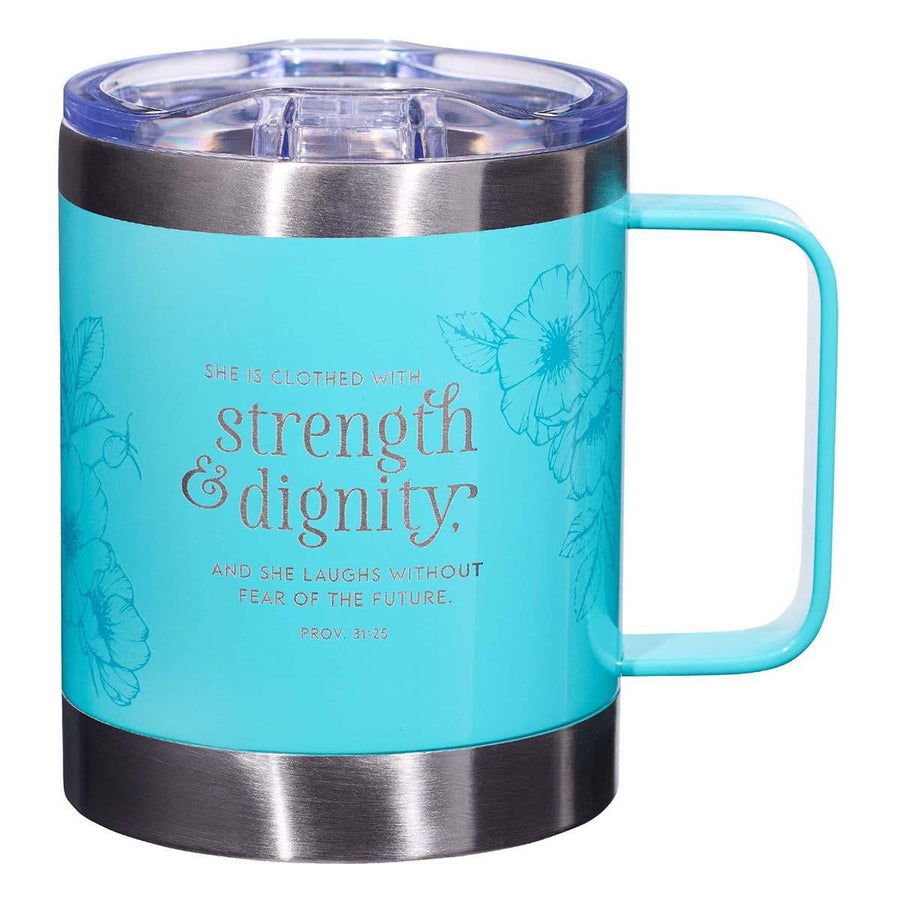 Strength & Dignity Teal Proverbs 31:25 Stainless Steel Mug