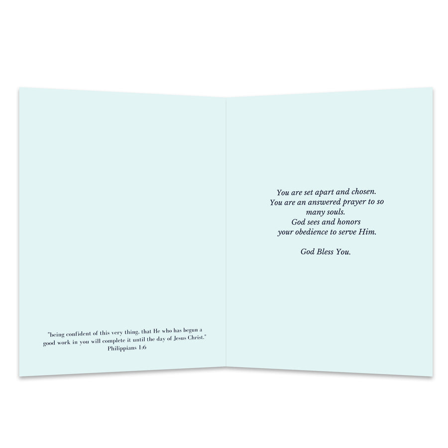 Ministry Thank You Appreciation Card for Pastor, Minister, Church