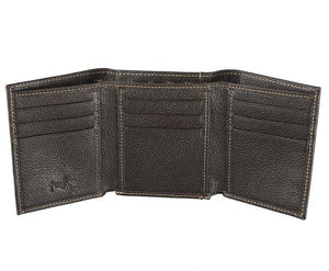 Three Crosses Brown Full Grain Leather Trifold Wallet