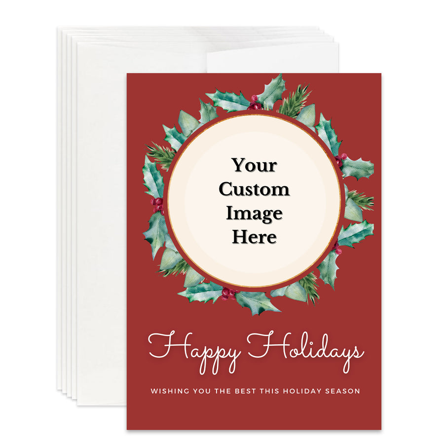 Personalized Holiday Christmas Card Custom Your Photo Image Upload Your Text Greeting Card