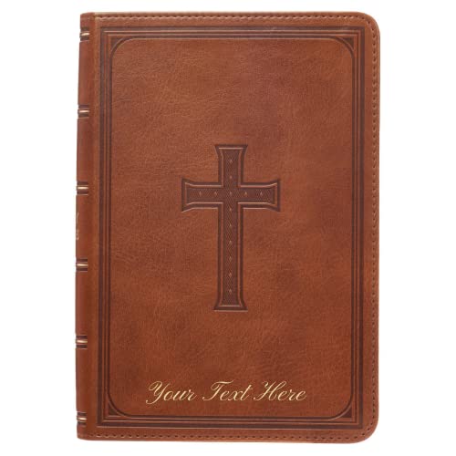 Personalized KJV Saddle Tan Faux Leather COMPACT Bible