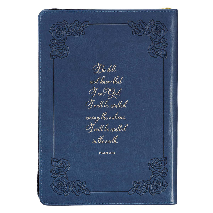 Personalized Be Still and Know Psalm 46:10 Faux Leather Zippered Journal