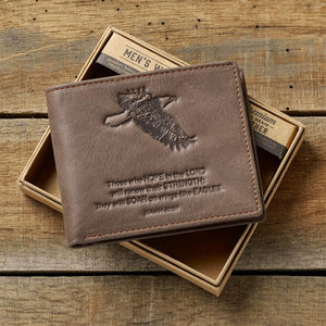 Wings Like Eagles Isaiah 40:31 Dark Brown Genuine Leather Wallet