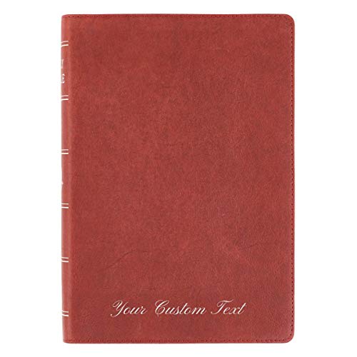 Personalized KJV Super Giant Print Holy Bible Full Grain Premium Leather Thumb Index Burgundy