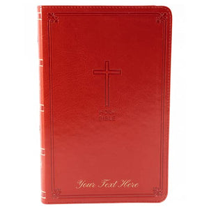 Personalized NKJV Thinline Red Letter Comfort Print Leathersoft Bible Red