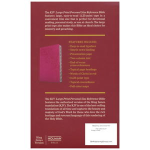 Personalized KJV Large Print Personal Size Reference Bible Pink Leathertouch Red Letter