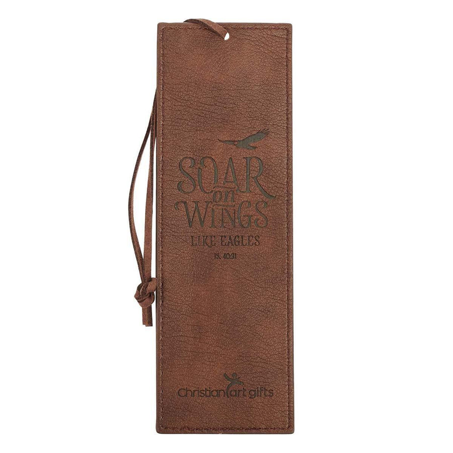 Soar Isaiah 40:31 Brown Faux Leather Bookmark